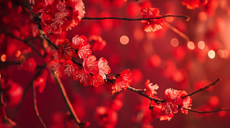 Plum blossom in the morning light with bokeh backgroundの素材