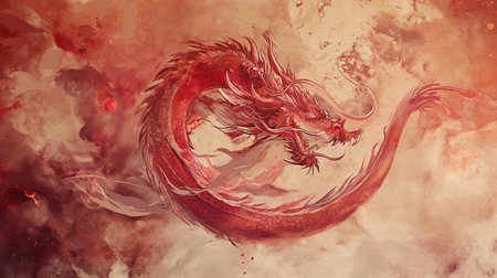 Dragon in the smoke. 3D illustration of a fantasy dragon.の素材