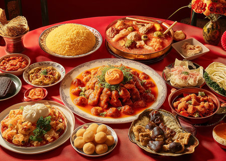 Malaysian food on the table in a restaurant in Malaysia.の素材