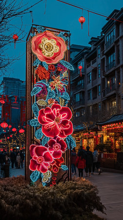 Christmas decorations in Hong Kong. Hong Kong is an autonomous territory on the southern coast of China at the Pearl River Estuary and the South China Seaの素材