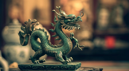 Chinese dragon statue in chinese temple,vintage color tone.の素材