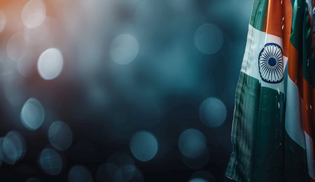 Indian flag on bokeh background, Indian flag on bokeh backgroundの素材