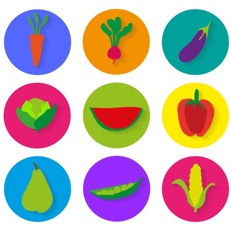 vegetables icons vector graphics illustration set designのイラスト素材
