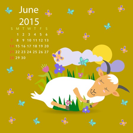 June calendar goat vector graphic illustration designのイラスト素材