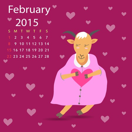 February calendar goat vector graphic illustration designのイラスト素材
