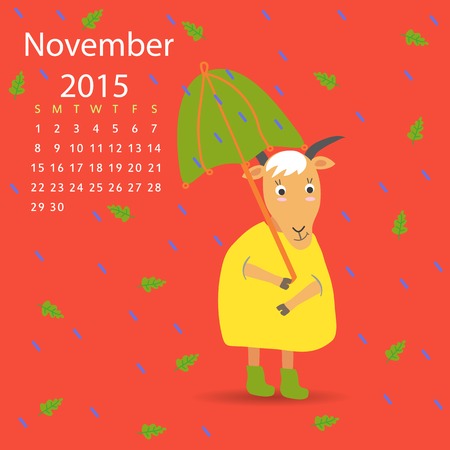 November calendar goat vector graphic illustration designのイラスト素材