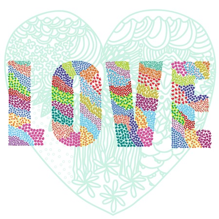 Love heart word vector graphic illustration design artのイラスト素材