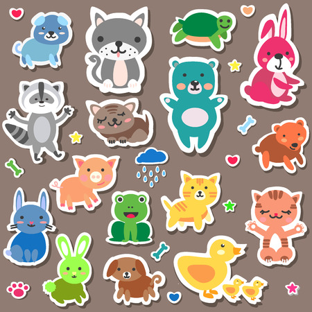 sticker animal babyのイラスト素材