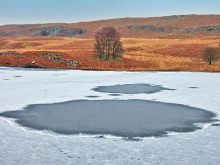 Frozen Pond near Conistonの写真素材