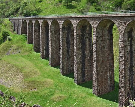 Victorian railway viaduct at Smardale, Cumbria, UKの写真素材
