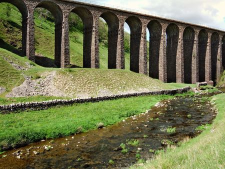 Victorian railway viaduct at Smardale, Cumbria, UKの写真素材