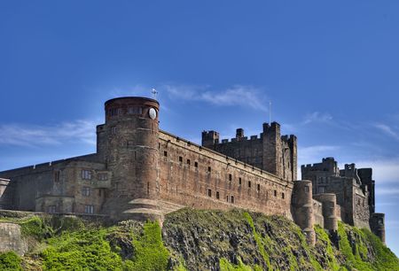 Bamburgh Castle on the Northumberland coast, North East Englandの写真素材