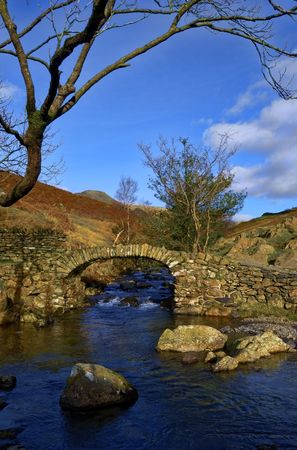High Sweden bridge in near Ambleside in the English Lake District. A fine example of an old packhorse bridgeの写真素材