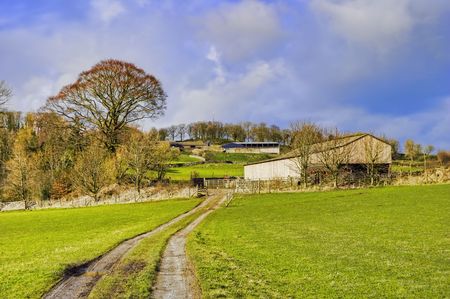 Scenic view of farm in English countryside.の写真素材