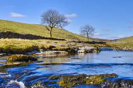 Wharfe river in Wharfdale at Yorkshire Dales National Park in Northern England. の写真素材