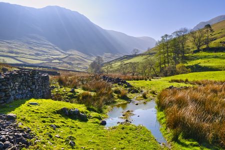 Landscape morning view of English Lake District National Park near Hartsop, Cumbria, England, United Kingdom.