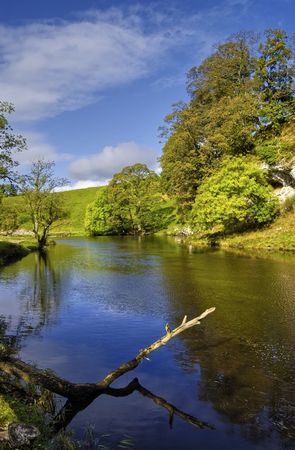Scenic view of river Wharfe, Yorkshire Dales National Park, England.
