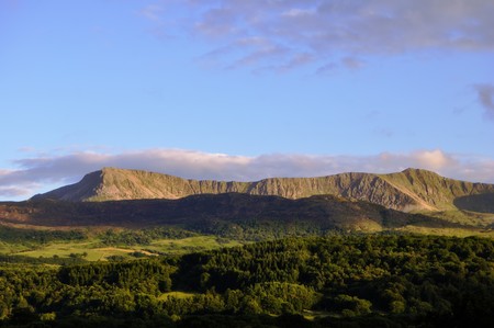 An evening view looking South to the Cadair Idris range. Gwynedd, North Wales