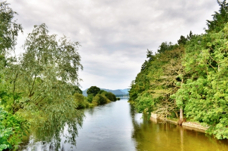 A view of the head of Ullswater from Pooley Bridgeの写真素材