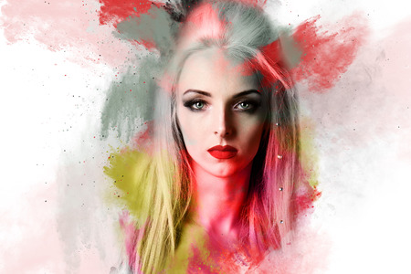 Beautiful girl, classic studio, art style, dust splashの写真素材