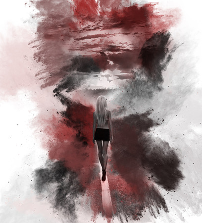 Beautiful girl, classic studio, art style, dust splashの写真素材