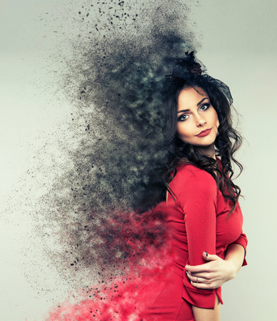 Beautiful girl, interior studio, art style, sand stormの写真素材