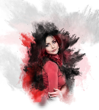 Beautiful girl, classic studio, art style, dust splashの写真素材