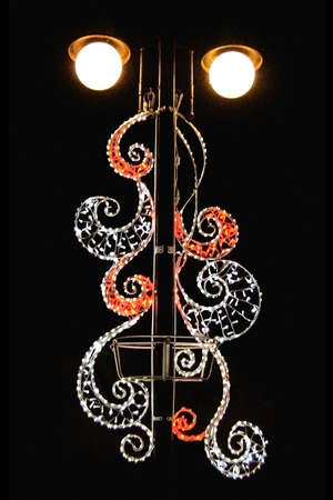 Night lantern in the townの写真素材