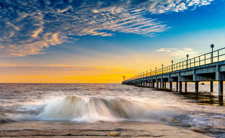 long exposure snap during sunset at a beachの写真素材