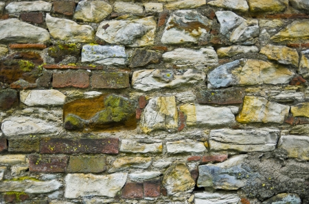 natural wall full of many stones and bricksの写真素材