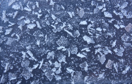 Ice crystals in the form of flakes on the metal silver color