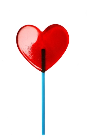 Red candy heart  isolated on white background. の写真素材