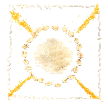 The pattern of millet, oatmeal, on a white backgroundの写真素材