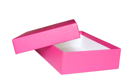 Box of pink colour  on a white backgroundの写真素材