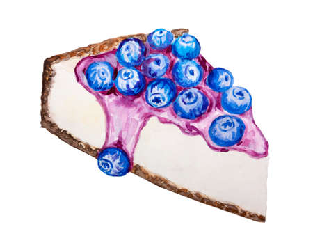 Watercolor blueberry cheesecake  Hand drawn watercolor painting blueberry pie on white background.の写真素材