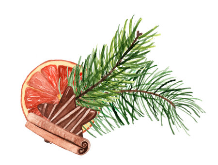 Christmas cookies with festive decoration. Warecolor hand drawn illustrationの写真素材