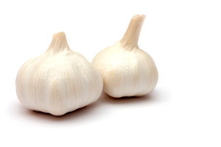 Garlic bulbs isolated on white background.の写真素材