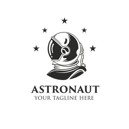 Mascot astronaut logo template in vintage style.Vector illustrationのイラスト素材