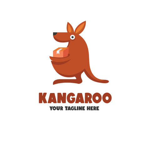 Mascot kangaroo logo for storage box delivery service ,featuring playful and dynamic designのイラスト素材