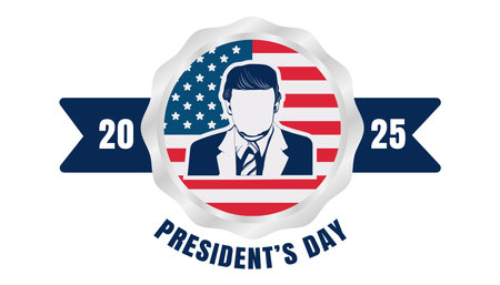 A patriotic and stylish President's Day banner featuring the American flag and a classic...