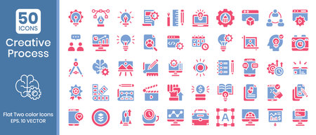 Creative process icons set. Flat style icons pack. Vector illustration