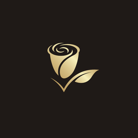 rose flower logo vector. gold colorのイラスト素材