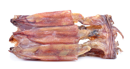 Dried squid isolated on white background.の写真素材