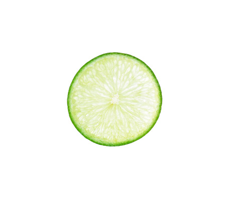Slice lime isolated on the white background.