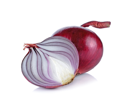 Red onion isolated on the white background.の写真素材