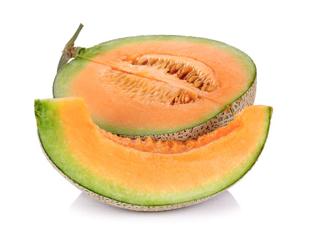 Melon fruit isolated on the white background.