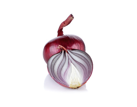 Red onion isolated on the white background.の写真素材