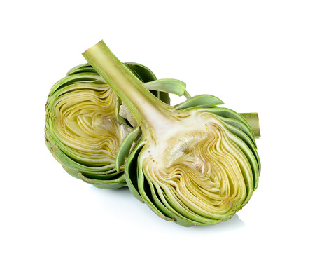 half of artichoke isolated on the white background .の写真素材
