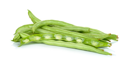 Green kidney bean isolated on the white background.