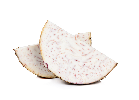 Sliced taro isolated on the white background.